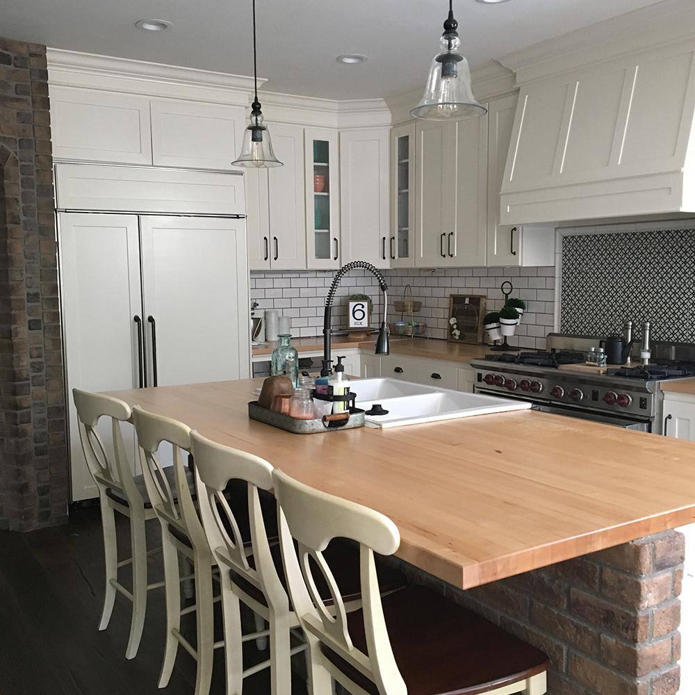 Swaner Hardwood 6 ft. L x 36 in. D x 1.75 in. T Finished Maple Solid Wood Butcher Block Island Countertop With Eased Edge