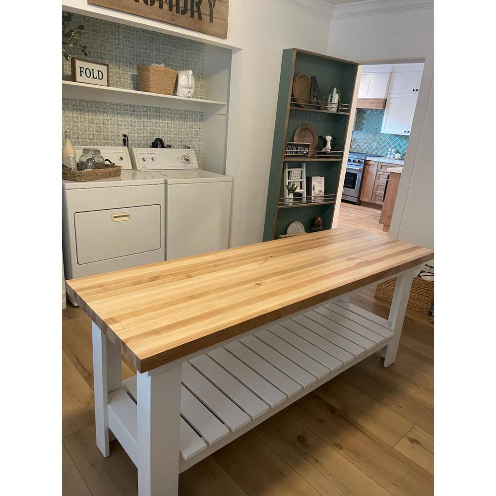 Swaner Hardwood 6 ft. L x 48 in. D x 1.75 in. T Finished Maple Solid Wood Butcher Block Island Countertop With Eased Edge