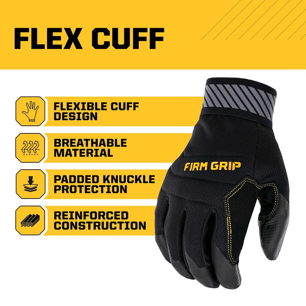 FIRM GRIP Large Flex Cuff Outdoor and Work Gloves