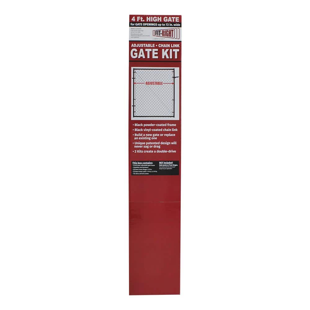 Fit-Right 4 ft. H Adjustable Walk Gate Kit, Square Corner Frame - Black