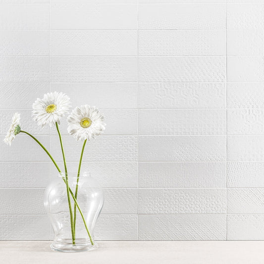 Tessuto White Matte Porcelain Subway Tile 4x12 - Made in Italy