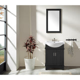 ANZZI Montburn 24-in Rich Black Single Sink Bathroom Vanity with White Ceramic Top, Mirror Included