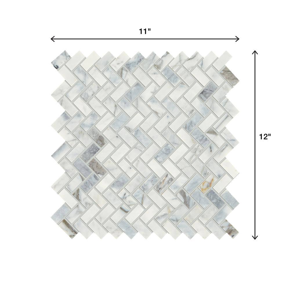 Daltile Stone Decor Fog 11 in. x 12 in. x 10 mm Marble Mosaic Floor and Wall Tile (0.83 sq. ft. per piece)