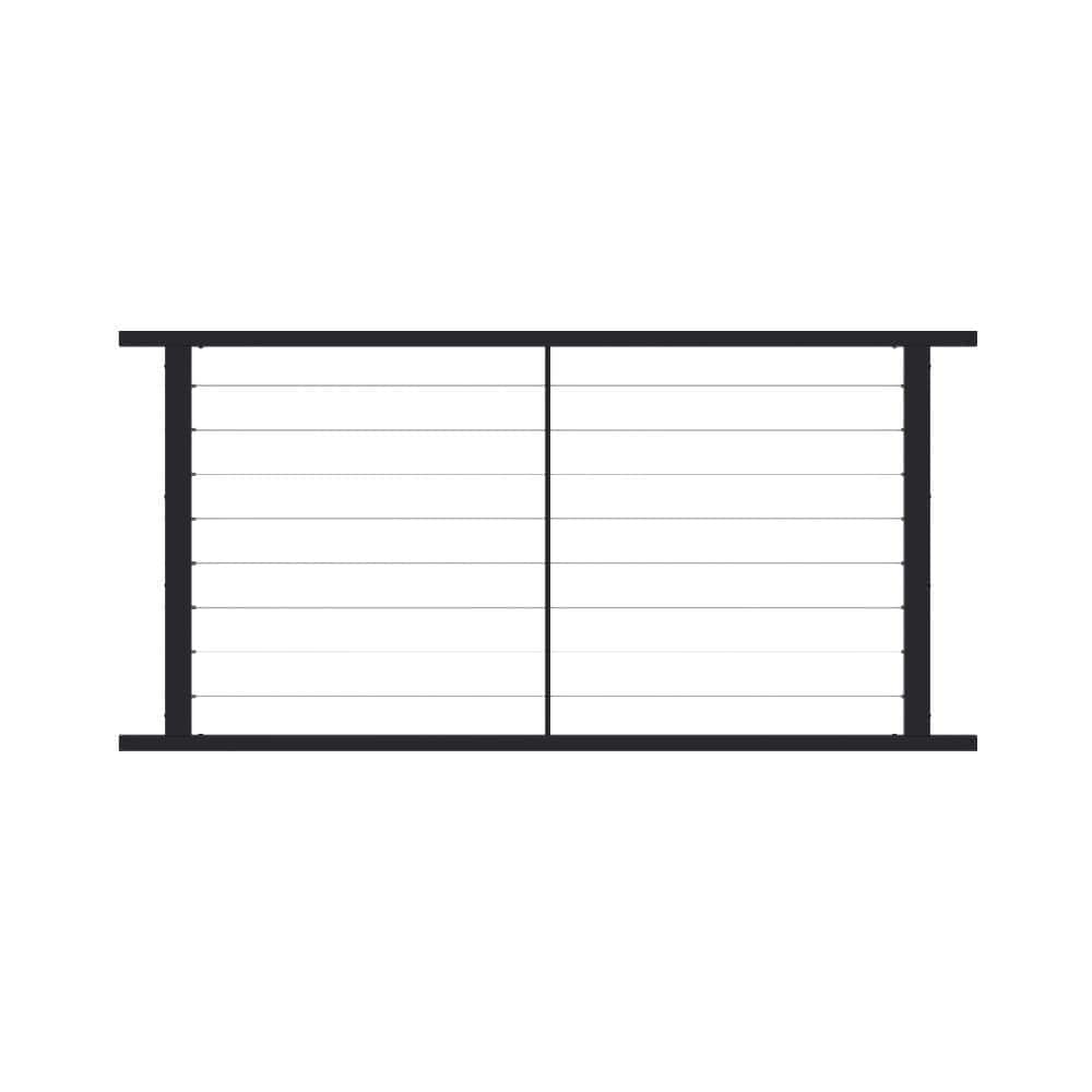 FORTRESS Fe26 Horizontal Cable Rail 34 in. x 6 ft. Black Sand Steel Railing Level Panel