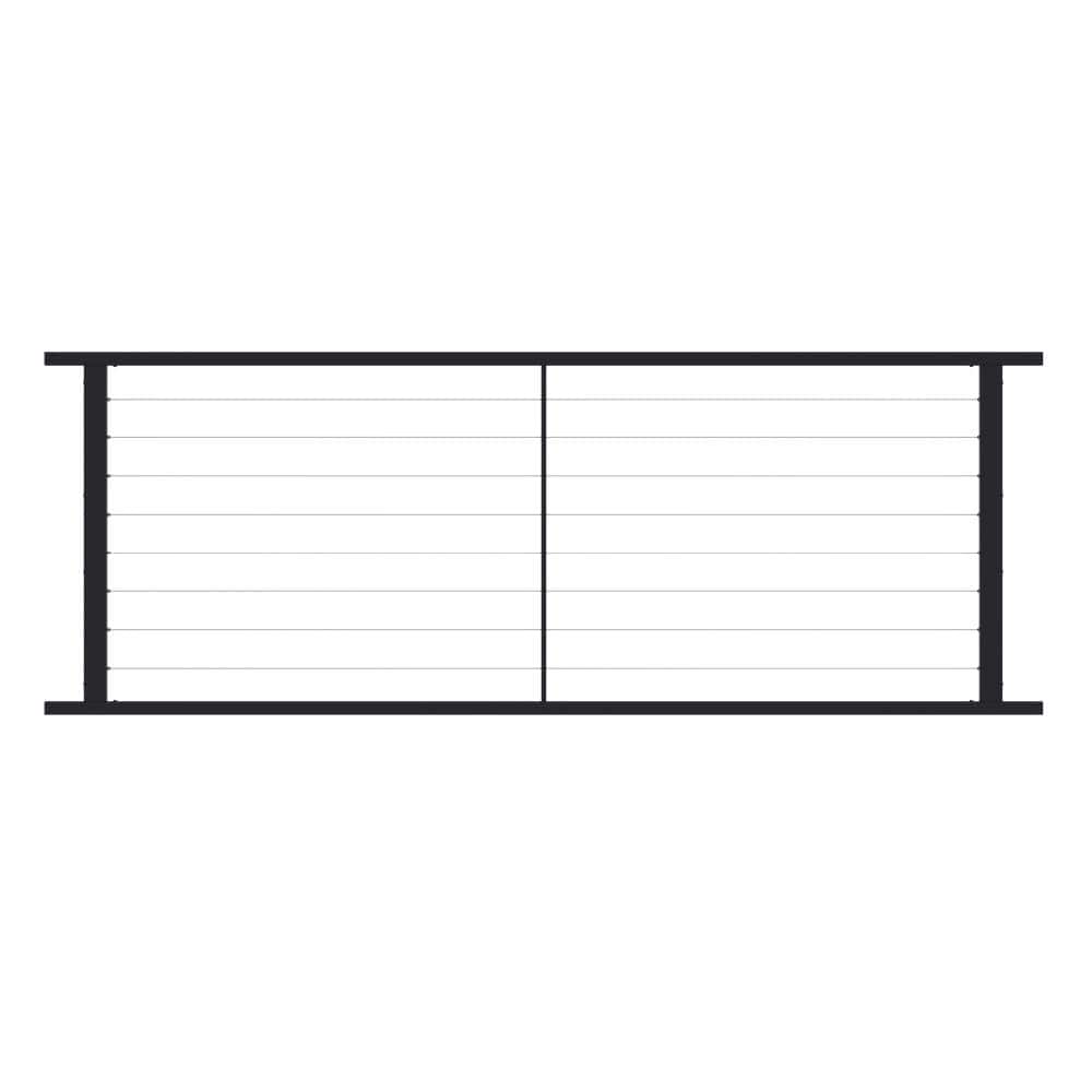 FORTRESS Fe26 Horizontal Cable Rail 34 in. x 8 ft. Black Sand Steel Railing Level Panel