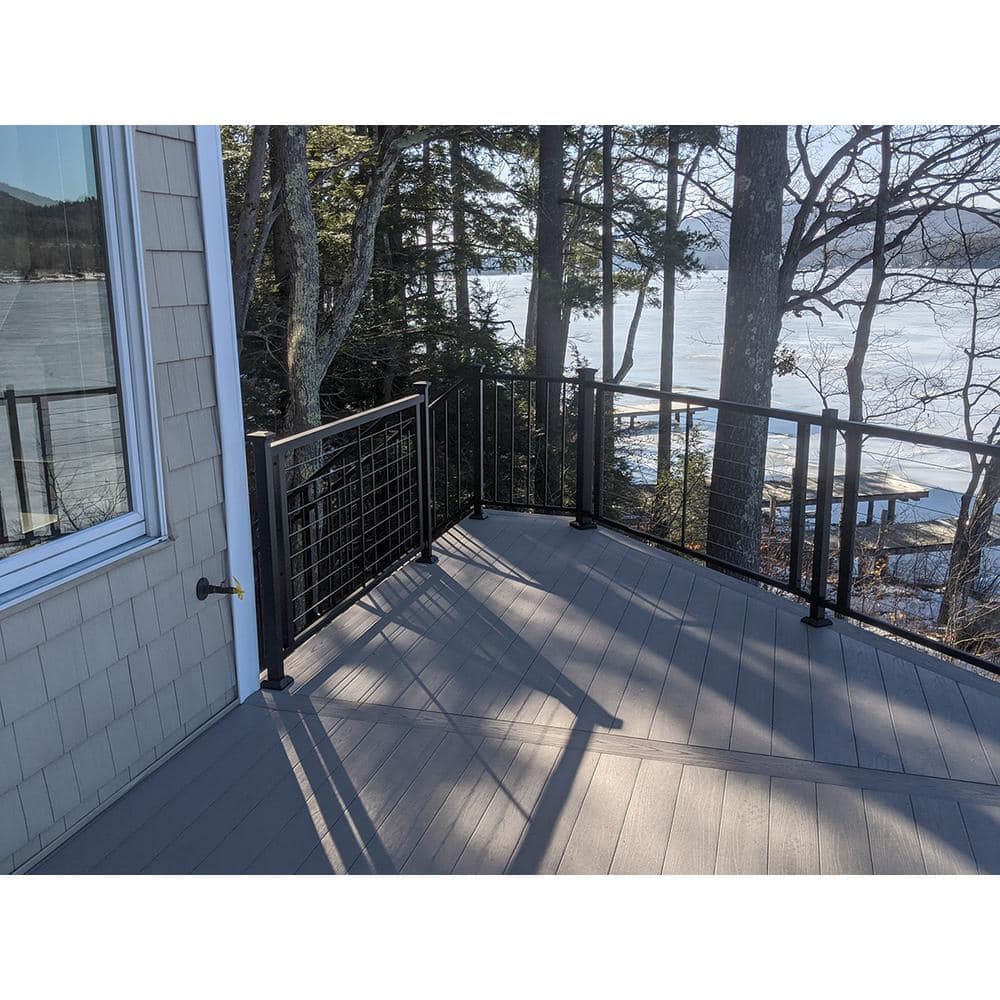 FORTRESS Fe26 Cable Rail 8 ft. Black Sand Flat Accent Top Rail for Cable Railing System
