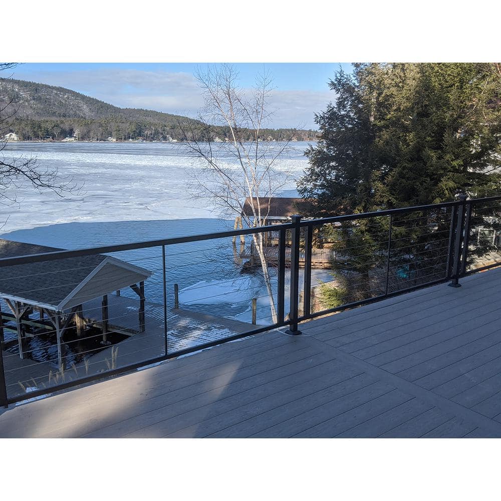FORTRESS Fe26 Cable Rail 8 ft. Black Sand Flat Accent Top Rail for Cable Railing System