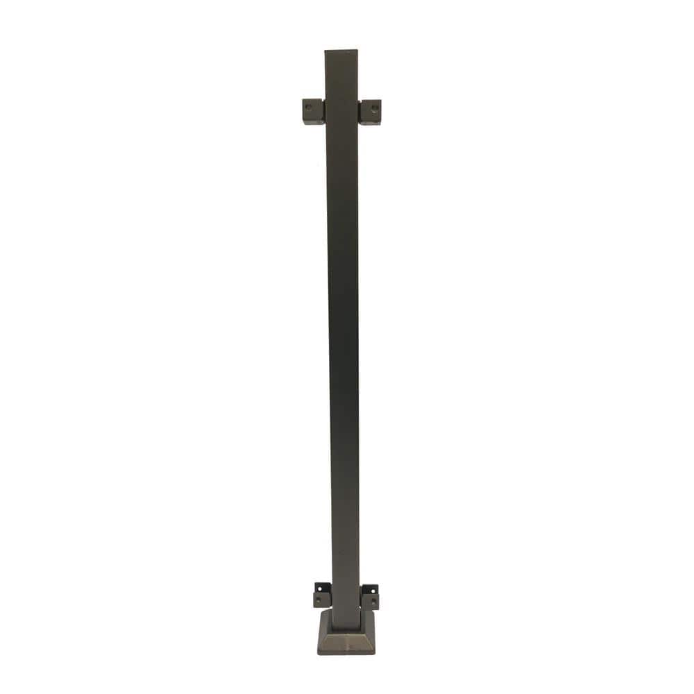 FORTRESS Fe26 2 in. x 2 in. x 39-1/2 in. Bronze Steel Railing Line Post