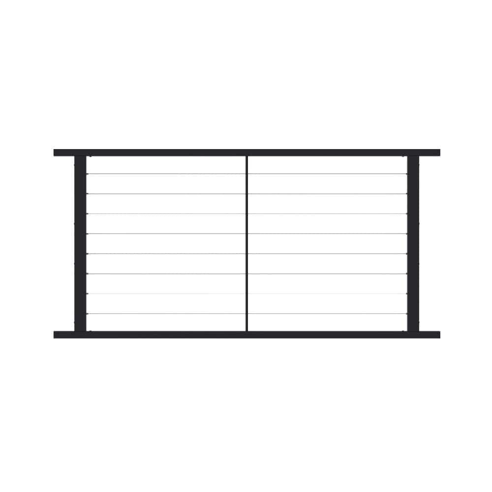 FORTRESS Fe26 Horizontal Cable Rail 40 in. x 4 ft. Black Sand Steel Railing Level Panel