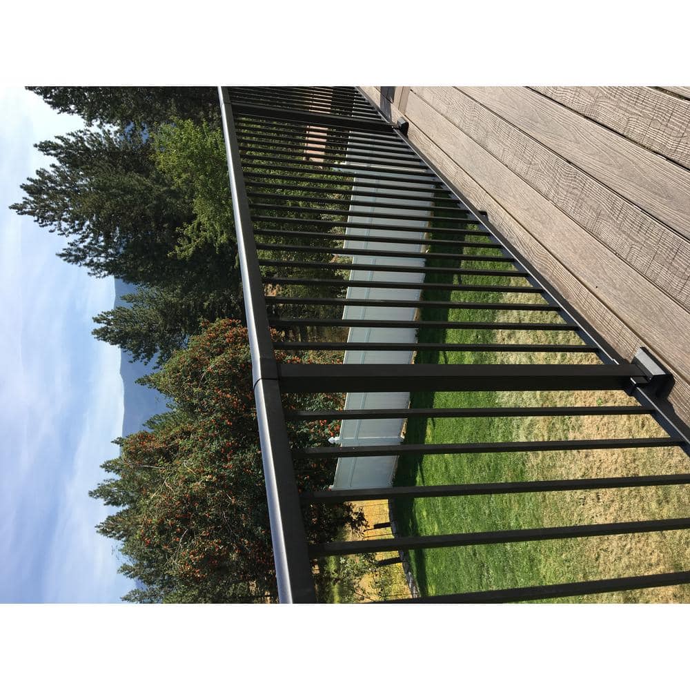 FORTRESS Al13 Home Rail 6.1 in. H x 6.1 in. W Black Sand Aluminum Corner Railing Post with Base Cover Stair Railing Kit