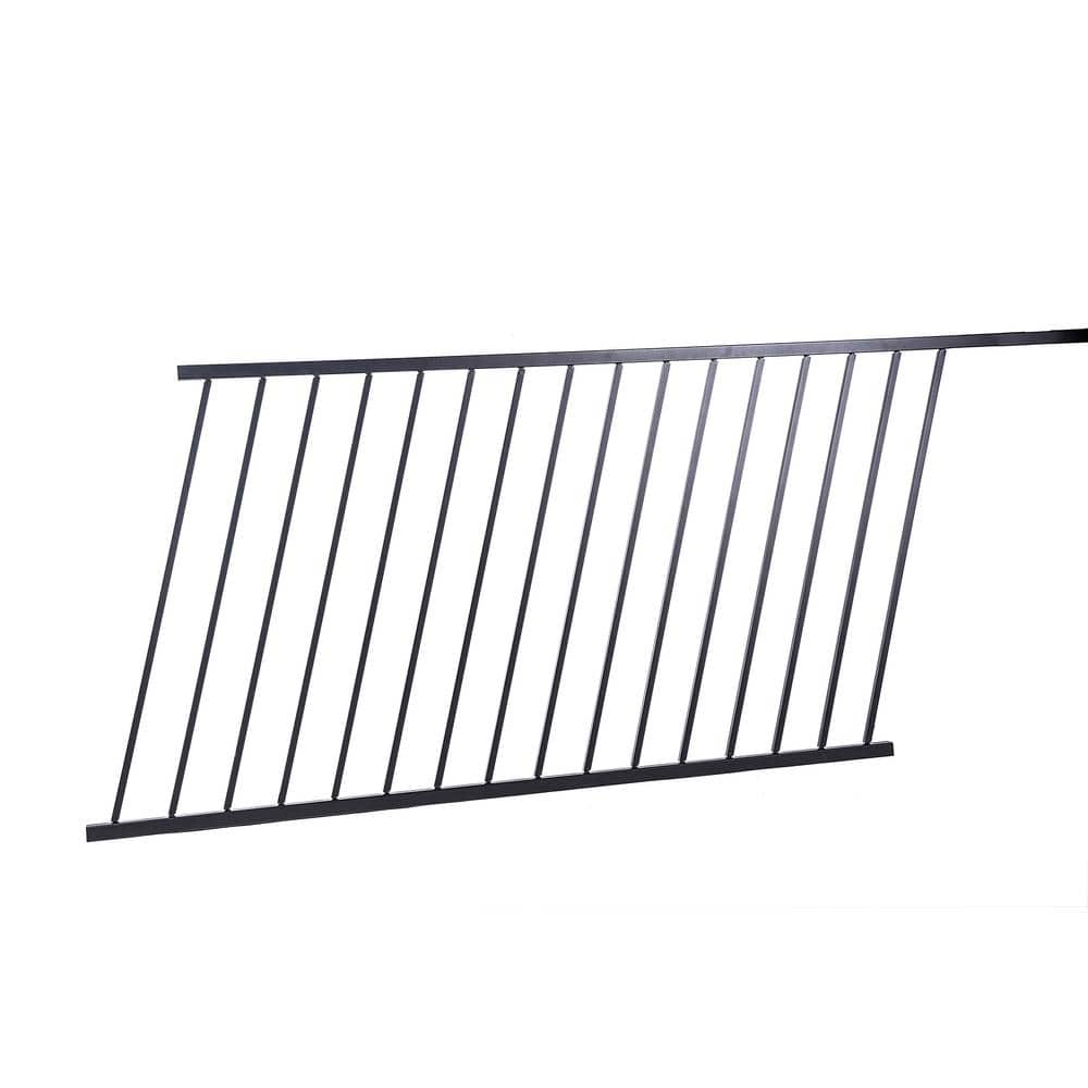 FORTRESS Al13 Home Traditional Railing 40 in. H x 6 ft. W Black Sand Aluminum Adjustable Stair Railing Panel