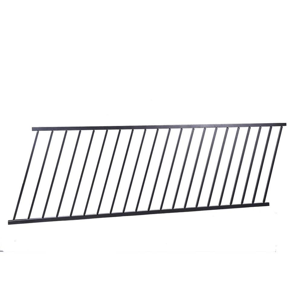FORTRESS Al13 Home Traditional Railing 40 in. H x 8 ft. W Black Sand Aluminum Adjustable Stair Railing Panel