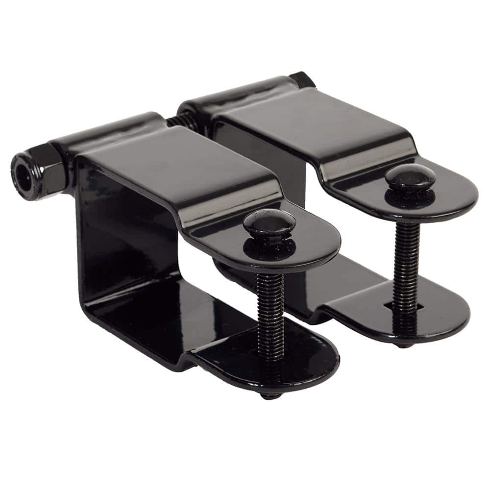 FORTRESS Versai 2 in. Black Steel Gate Hinge Fence Gate Post (2-Pack )