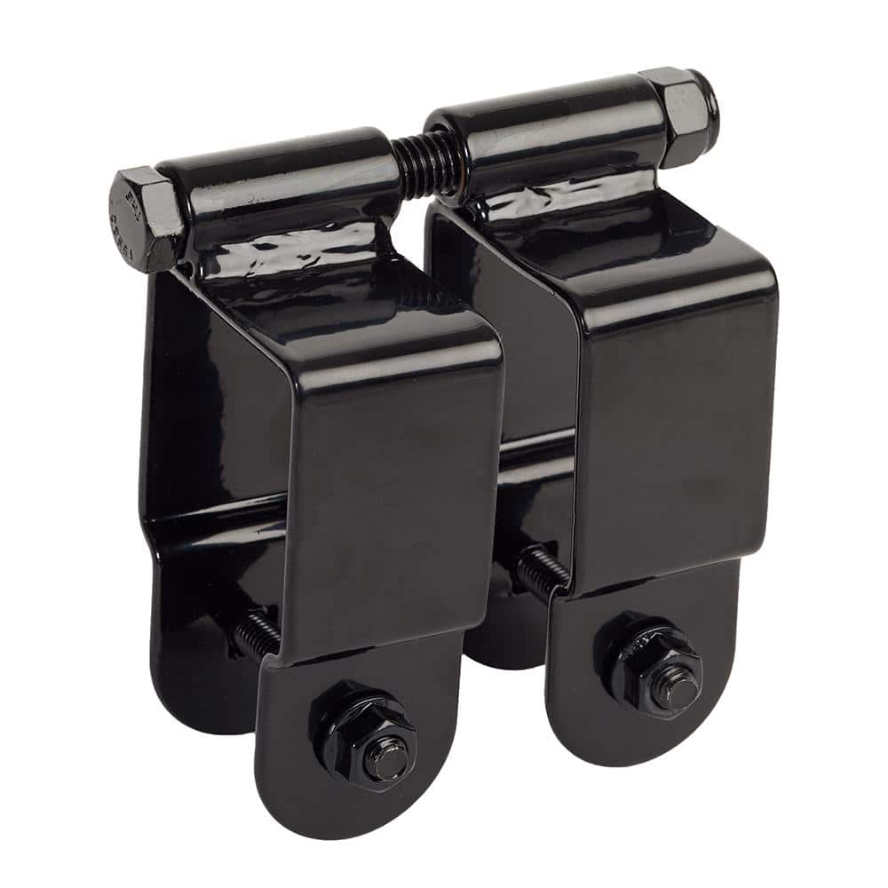 FORTRESS Versai 2 in. Black Steel Gate Hinge Fence Gate Post (2-Pack )