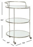 Safavieh Dulcinea 22-in x 35.4-in Silver Round Bar Cart
