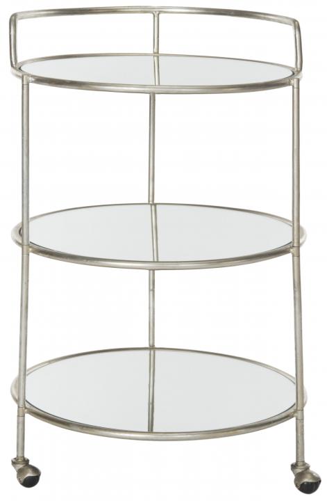 Safavieh Dulcinea 22-in x 35.4-in Silver Round Bar Cart
