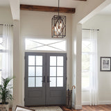 Kichler Solander Olde Bronze Traditional Clear Glass Geometric Pendant Light, 12"W x 20"H