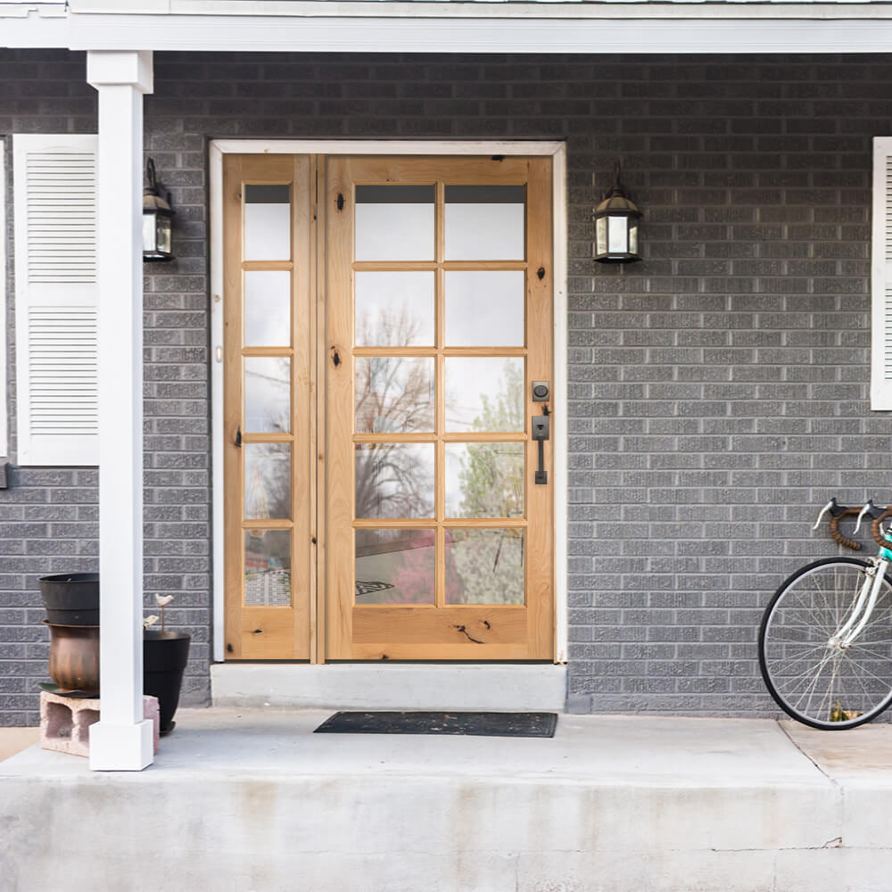 36 in. x 80 in. Classic French Alder 10-Lite Clear Low-E Left-Hand Inswing Unfinished Wood Exterior Prehung Front Door
