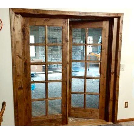 Krosswood Doors 36 in. x 80 in. Rustic Knotty Alder 10‑Lite Clear Tempered Glass TDL Stainable Interior Door Slab