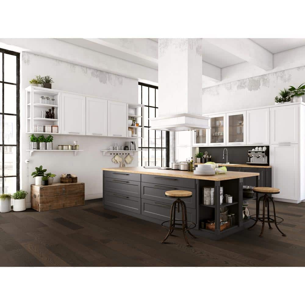 Blue Ridge Hardwood Flooring Castlebury French Roast Eurosawn White Oak 3/4 in. T x 4 in. W Wire Brushed Solid Hardwood Flooring (16 sq. ft./Case)