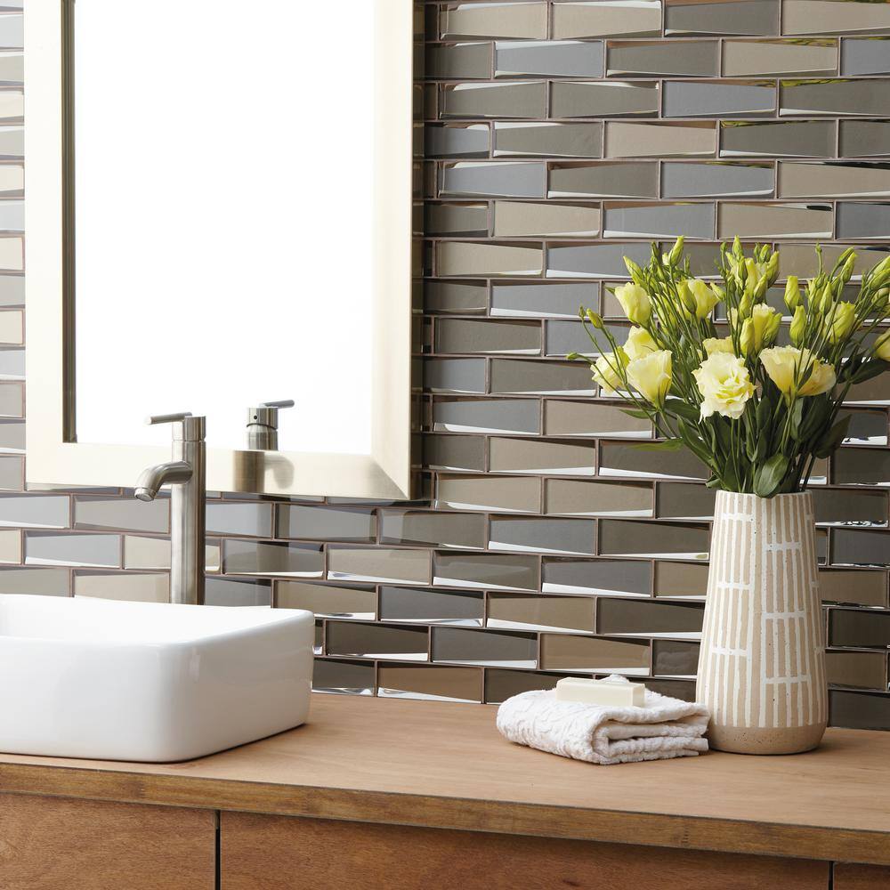 Daltile Premier Accents Frost Linear 12 in. x 13 in. x 8 mm Glass Mosaic Wall Tile (0.96 sq. ft. / piece)
