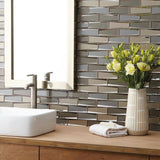 Daltile Premier Accents Frost Linear 12 in. x 13 in. x 8 mm Glass Mosaic Wall Tile (0.96 sq. ft. / piece)