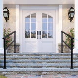 FUFU&GAGA 36 in. H x 5.7 ft. W Black Iron Rail Kit Handrails Outdoor Adjustable Exterior Stair Railing Fit 4 or 5 Steps (2-Pack)