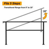FUFU&GAGA 36 in. H x 5.7 ft. W Black Iron Rail Kit Handrails Outdoor Adjustable Exterior Stair Railing Fit 4 or 5 Steps (2-Pack)