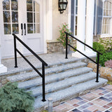 FUFU&GAGA 36 in. H x 5.7 ft. W Black Iron Rail Kit Handrails Outdoor Adjustable Exterior Stair Railing Fit 4 or 5 Steps (2-Pack)