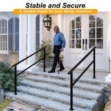 FUFU&GAGA 36 in. H x 5.7 ft. W Black Iron Rail Kit Handrails Outdoor Adjustable Exterior Stair Railing Fit 4 or 5 Steps (2-Pack)