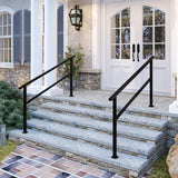 FUFU&GAGA 36 in. H x 5.7 ft. W Black Iron Rail Kit Handrails Outdoor Adjustable Exterior Stair Railing Fit 4 or 5 Steps (2-Pack)