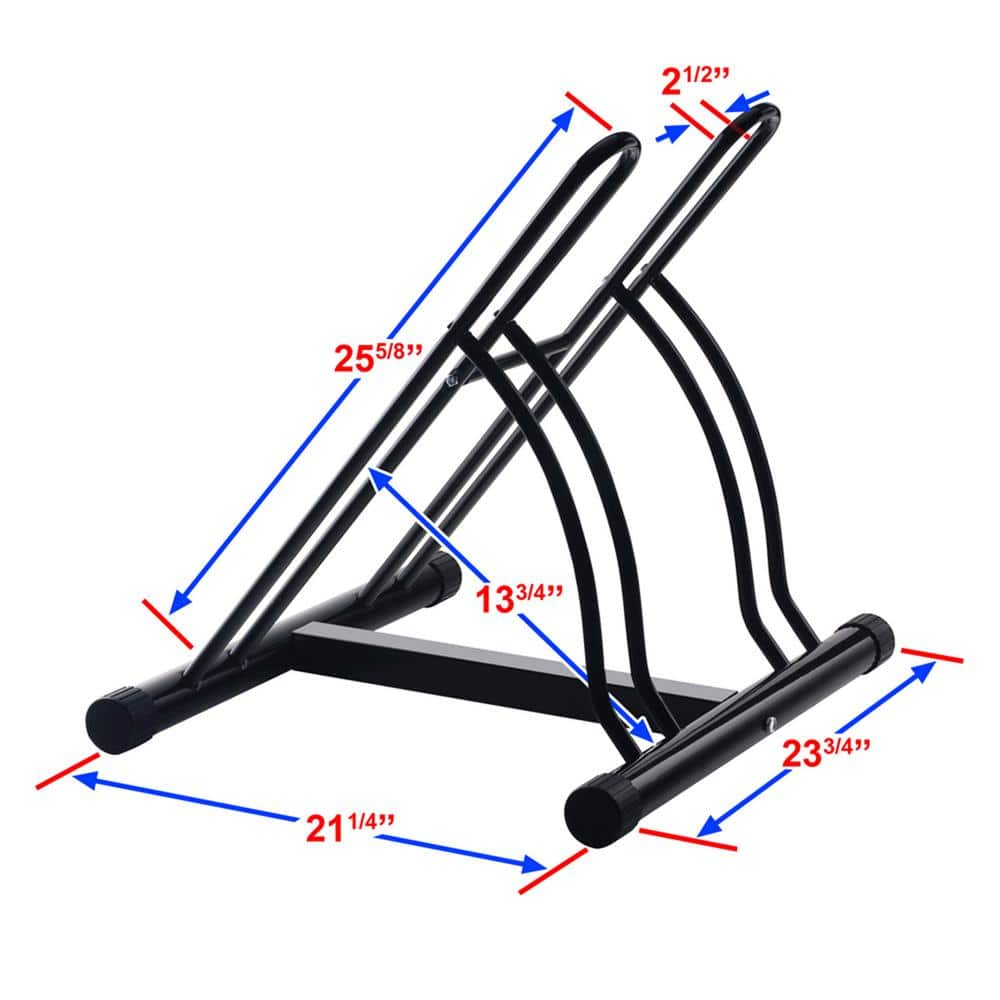 Black 2-Bike Floor Stand Garage Bike Rack