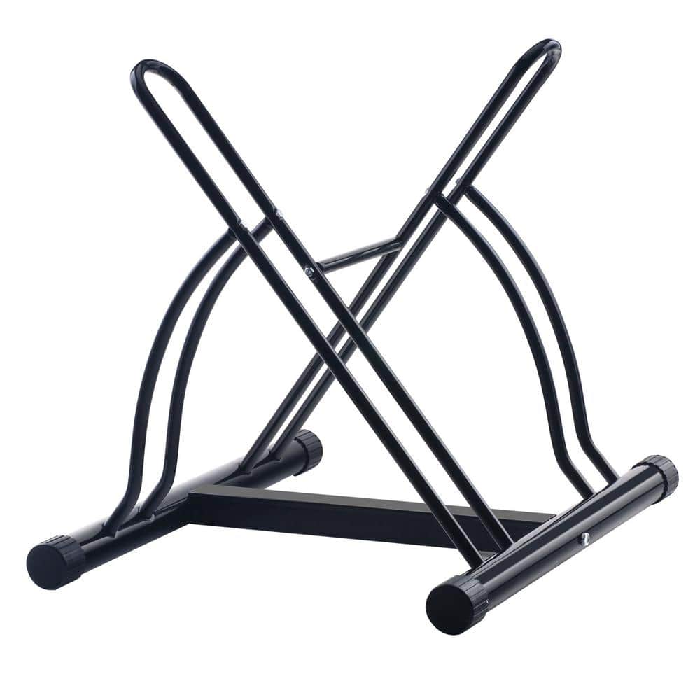 Black 2-Bike Floor Stand Garage Bike Rack
