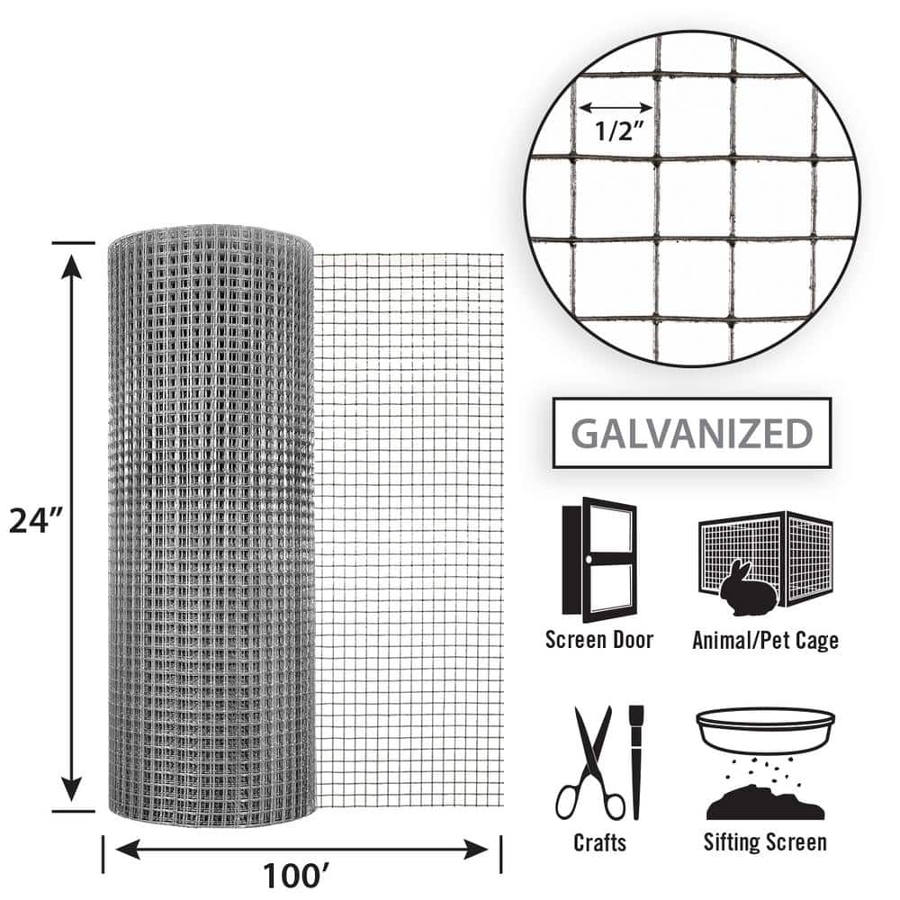 Garden Craft 24 in. H x 100 ft. L Hardware Cloth with 1/2 in. Openings