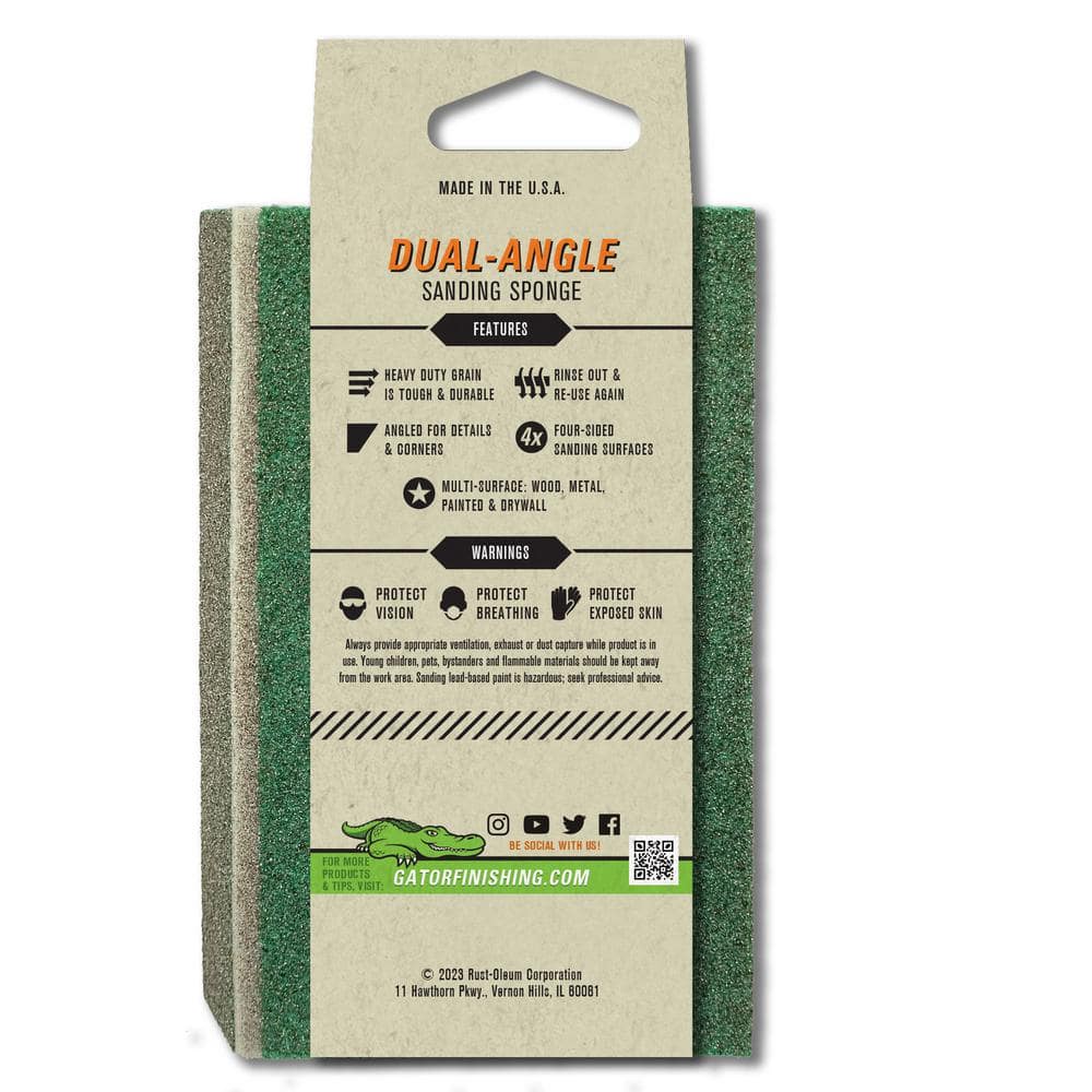 Gator Edge Protect 3 in. x 5 in. x 1 in. 80-Grit Angled Medium Sanding Sponge