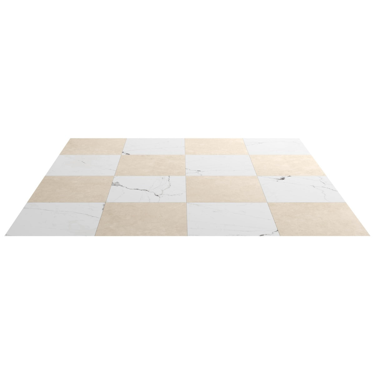 Fortunato Calacatta and Marfil 12x12 Matte Porcelain Checkerboard Tile