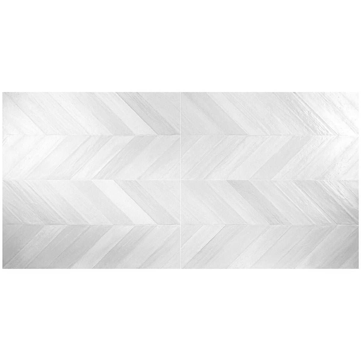Lux Tile Sculpt White Chevron 24x48 Natural Porcelain Tile