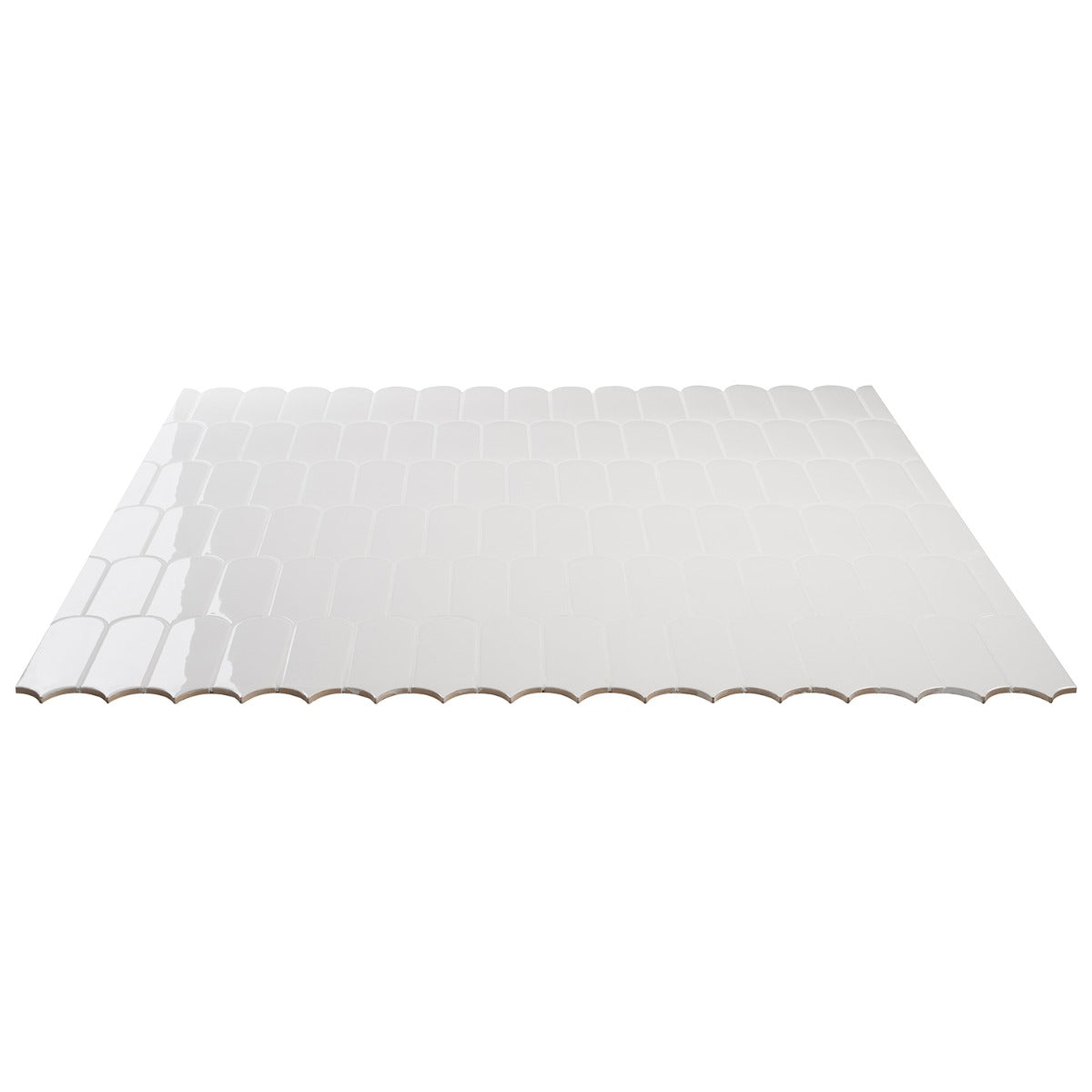 Parry White 3x8 Fishscale Glossy Ceramic Wall Tile - Tilebar