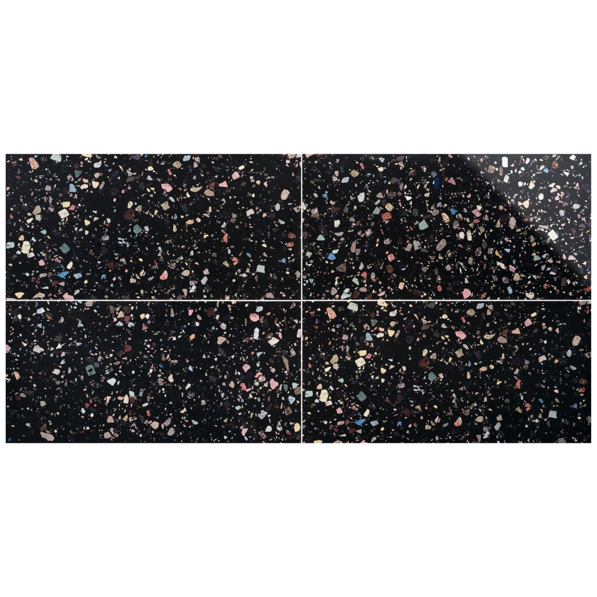 Bejeweled Black Multicolor 24x48 Polished Porcelain Tile - Lux Tile