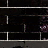Lancaster Noir Black 3x12 Polished Ceramic Subway Tile for Walls