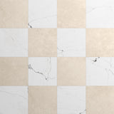 Fortunato Calacatta and Marfil 12x12 Matte Porcelain Checkerboard Tile