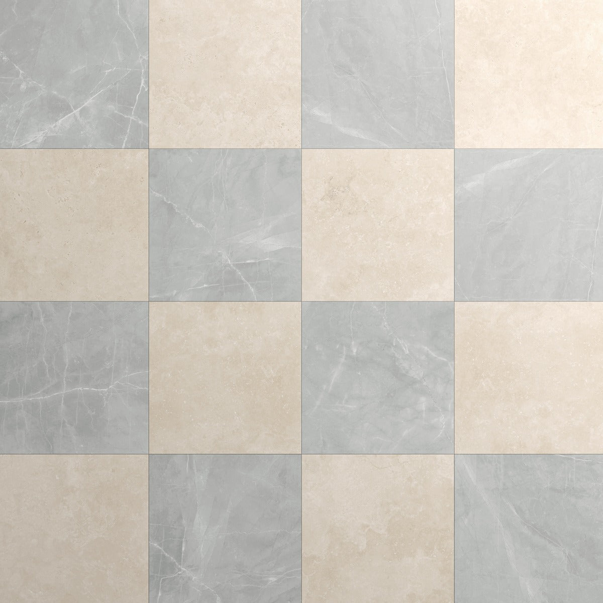 Fortunato Marfil Beige and Amani Gray 12x12 Matte Porcelain Checkerboard Tile