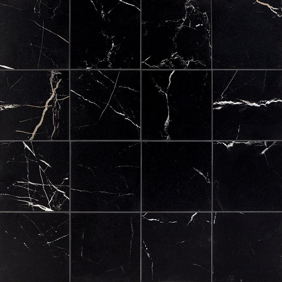 Marble Tech Port Laurent Black Matte Porcelain Tile 6x6 - Lux Tile