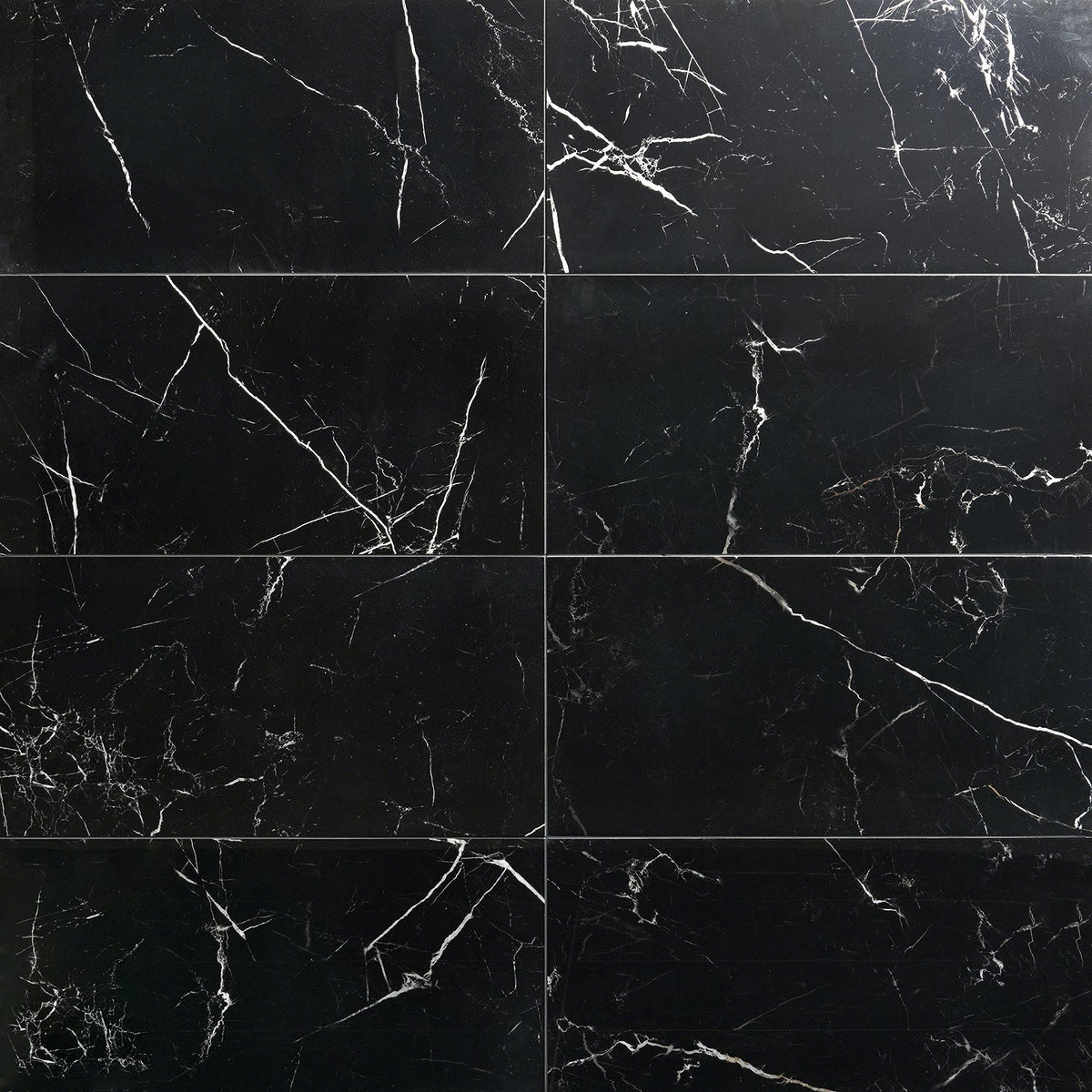 Lux Tile Marble Tech Port Laurent Black 12x24 Polished Porcelain Tile