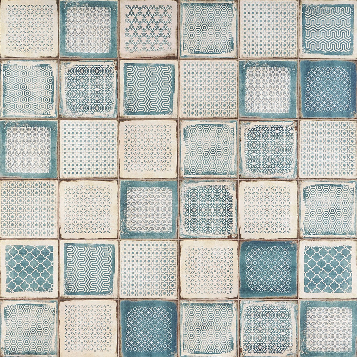 Los Lunas Deco Blue 8x8 Matte Porcelain Tile - Lux Tile