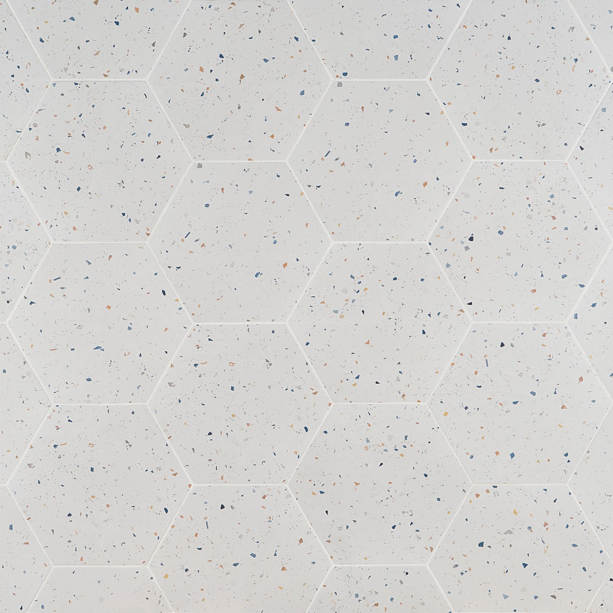 Six Hexagon Multi White Matte Porcelain Tile - 12.5" Terrazzo Look