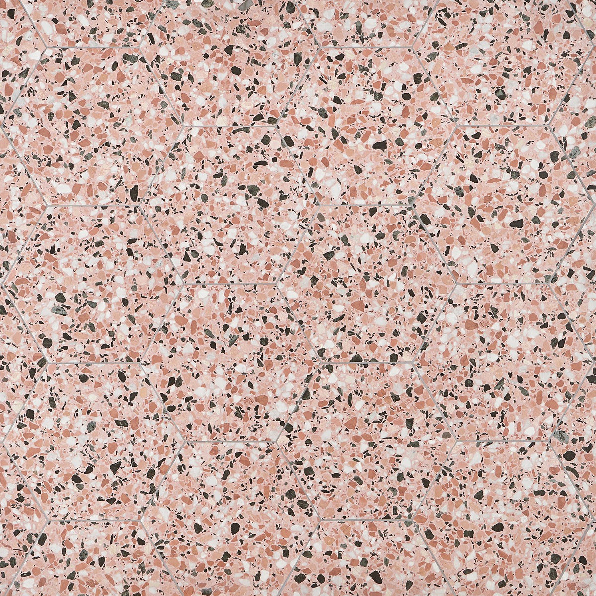 Lux Tile Six Hexagon Earth Pink 12.5" Terrazzo Look Matte Porcelain Tile
