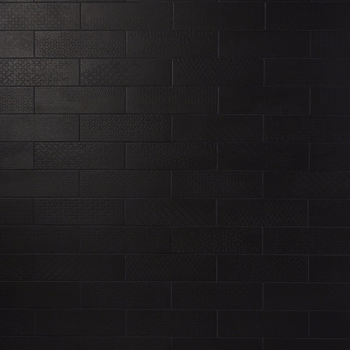 Tessuto Carbone Black Matte Porcelain Subway Tile 4x12