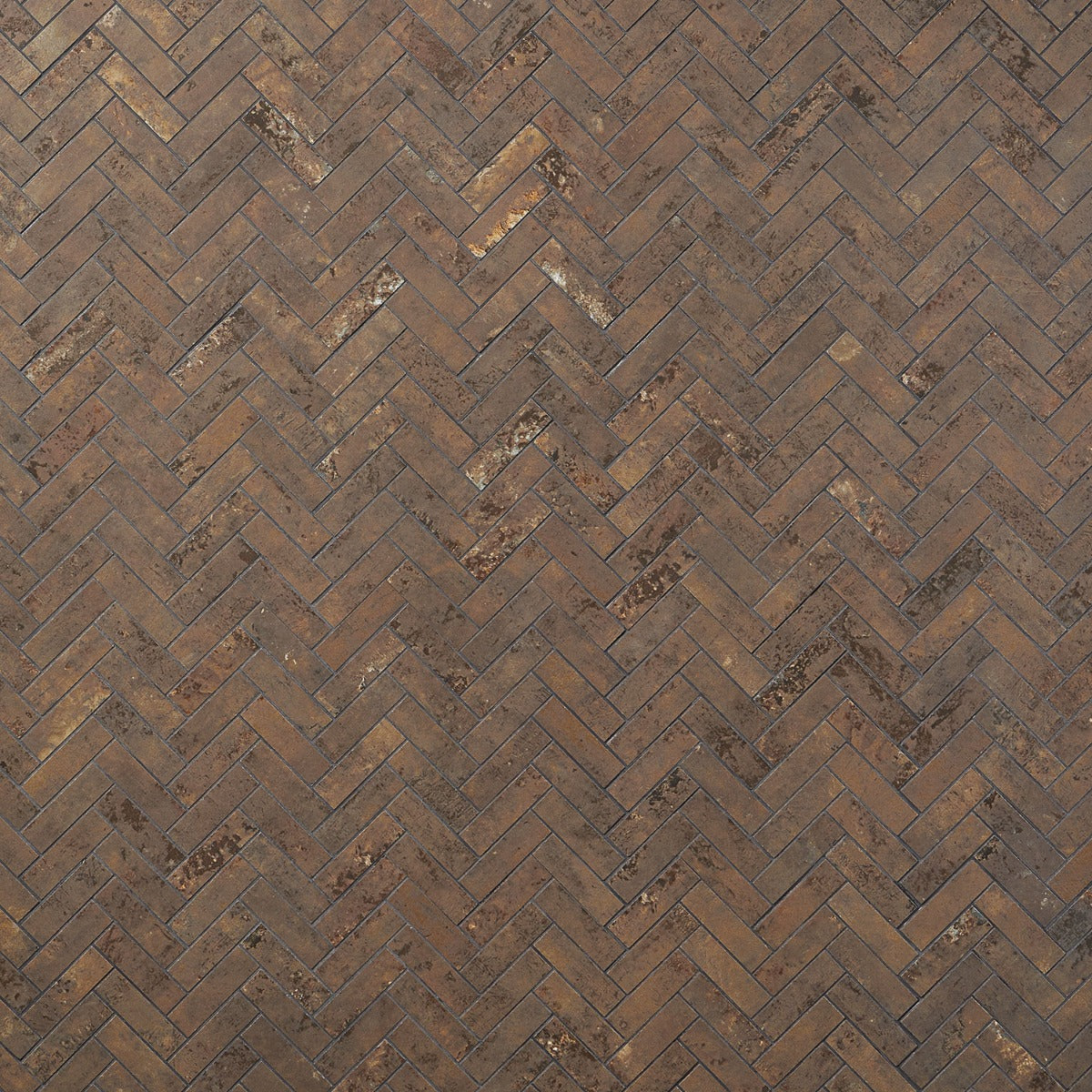 Lux Tile Portrait Copper Herringbone Matte Porcelain Mosaic Tile
