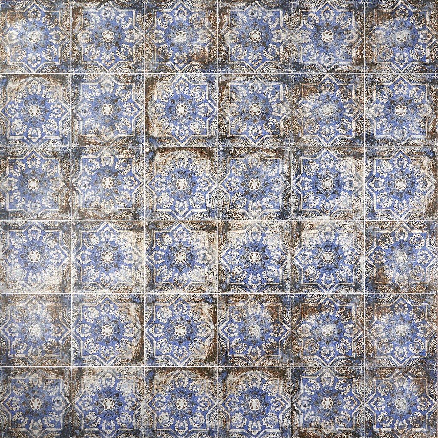 Lenox Flora Blue 8x8 Matte Porcelain Tile - Mediterranean Design